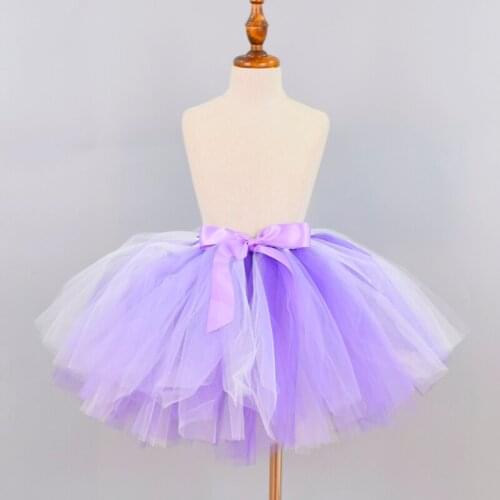 Girls Purple Fluffy Tutu Skirt Baby Birthday Party Tutus Cake Smash Kids Dance Costume Flowers girl Wedding Tulle Skirt 0-12Y
