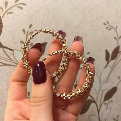 Fashion Irregular Spiny Circle Earrings Vintage Gold Silver Color Crystal Round Earrings For Women Jewelry