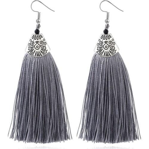 LOVBEAFAS Ethnic Fringe Tassel Long Earring Beads Statement Brinco Dangle Drop Earrings For Women Fashion Jewelry bijoux femme