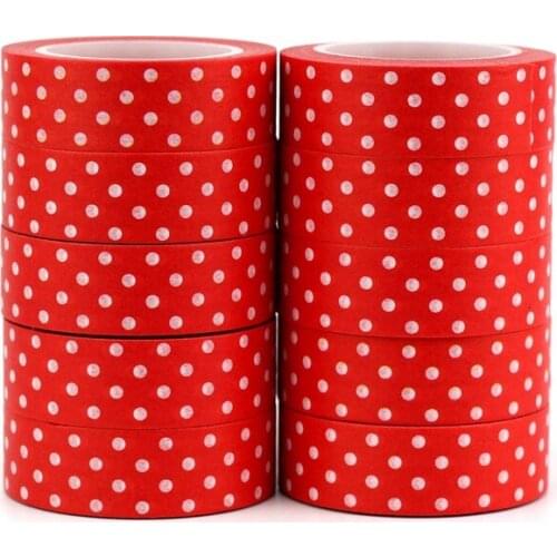 10pcs/lot Christmas Red Dots Washi Tapes DIY Decorative Scrapbooking Planner Adhesive Masking Tape 1.5cmx10M Kawaii Stationery