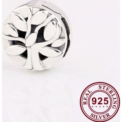 100% 925 Sterling Silver Bead Silver Tree Clip Fit Pandora Women Bracelet & Necklace Diy Jewelry