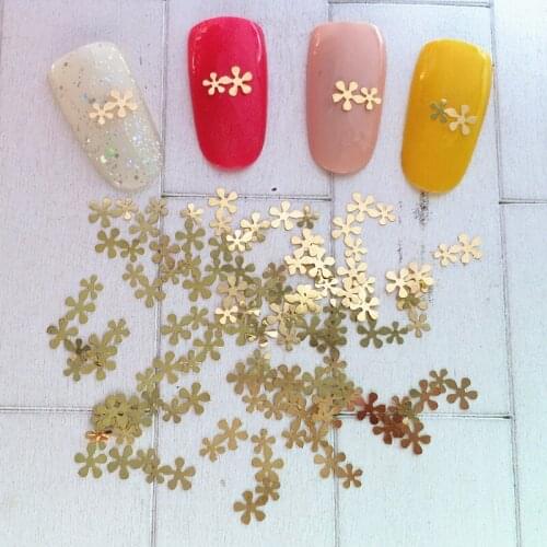 100pcs/bag Japan New 3D Nail Art Decoration Metal Nail Sticker Thin Gold Kawaii Double Flower DIY Charm Nail Tools