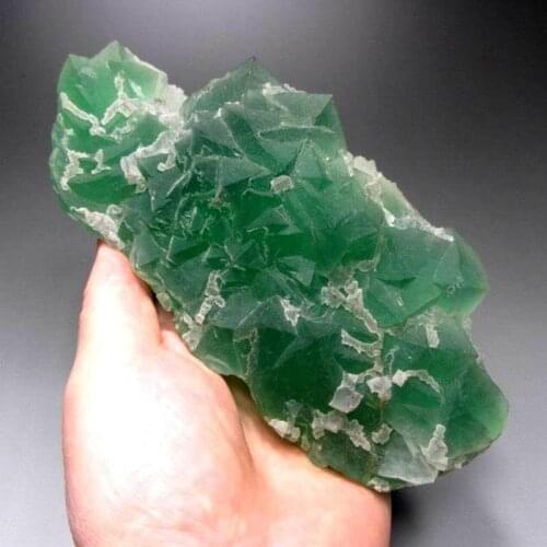 1222g Emarald Green Fluorite w/ Purple Edge on Quartz - crystals and stones healing Mineral specimen Home Decor feng shui