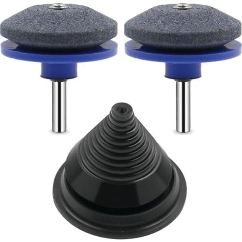 2pcs Brown corundum Knife Sharpening Drill Wear-resistant Lawnmower 55*50mm Faster Blade Sharpener Grinding Garden Tool