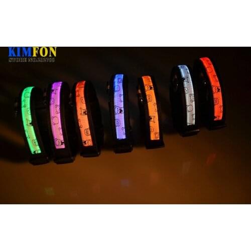 500Pcs/Lot Transparent Flash Flat Fiber Dog Collar With LED Lighting Emitting The Berenstain Bears Flash Pet Belt