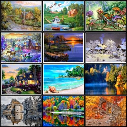 5d Diy Diamond Painting Landscape Mosaic Painting Customizable Home Decoration Crafts Imitation Cross Stitch
