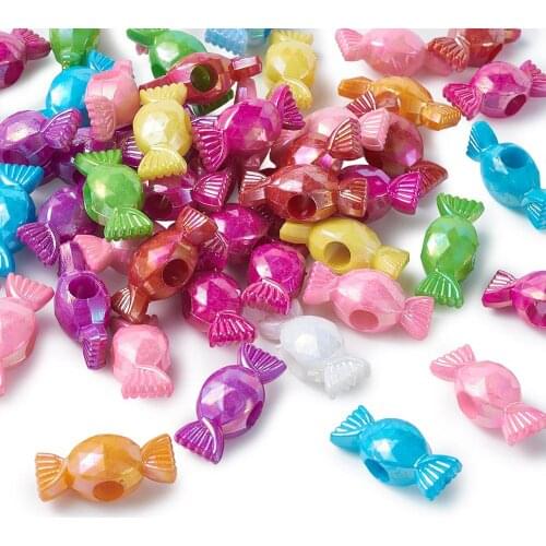 50pcs Mix Color Plating Acrylic Candy Beads For Bracelet Necklace jewelry making DIY Decor Accessories ,hole: 5mm