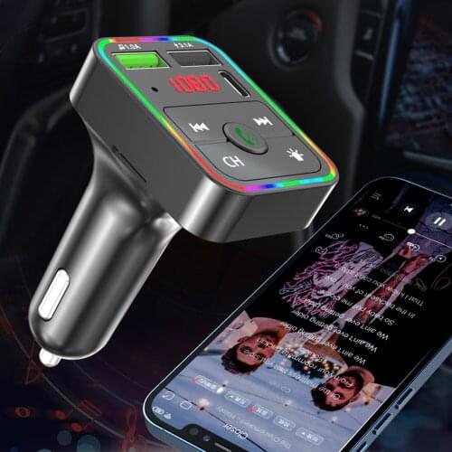 F2 Dual USB Fast Charger Car Accessories Bluetooth FM Transmitter for Car Bluetooth FM Transmitter Car Player Kit
