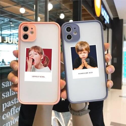 JAMULAR Cartoon Boy Girl Couple Phone Case For iPhone 12 Pro 11 MAX XS 7 XR X SE 20 8 6s Plus Funny Hard Cover Clear Matte Shell
