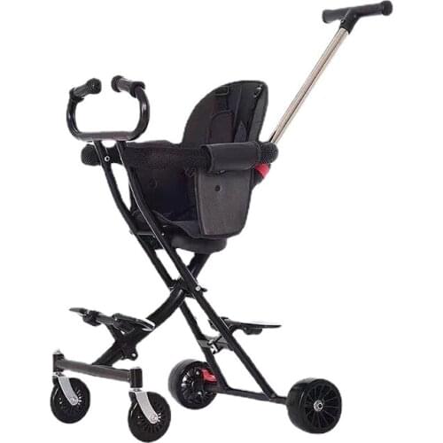 Two-way childrens baby stroller, baby four-wheel trolley, easy to carry, folding children out of the trolley, tricycle