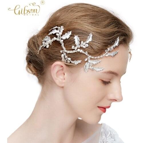 Enamel Leaf Lush Bridal Hair Vine Side Clip Headbands Women Ceremony Headpiece Wedding Hair Jewelry