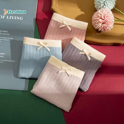 Cotton Womens Low Waist Underwear Graphene Antibacterial Crotch Girls Breathable Middle Waist Briefs