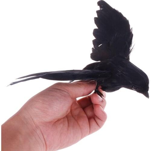 Artificial Crow Garden Flocked Birds Crow Decoy Raven Halloween Decoration