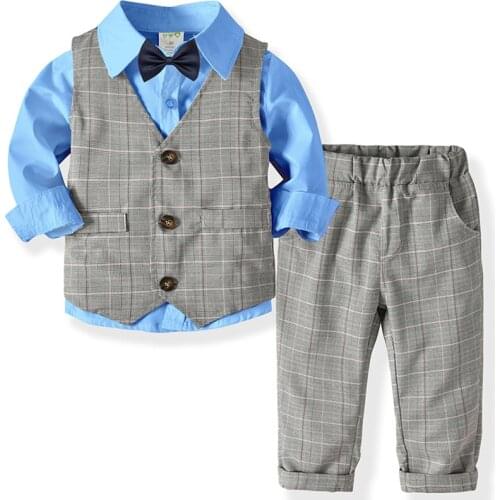 Boys Suits Clothes For Wedding Formal Party clothes Striped Baby Vest Shirt Pants Kids Boy Outerwear Clothing Set