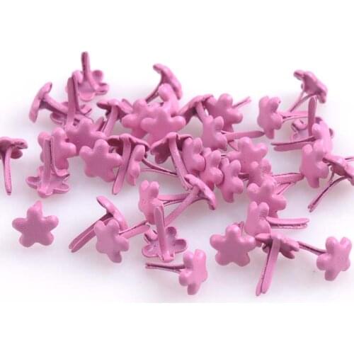 10mm Metal Pink Flower Studs Nailheads Rivet Spike Punk Bag Leather Craft Clothes Garment Rivet Apparel Sewing 100pcs CP0645