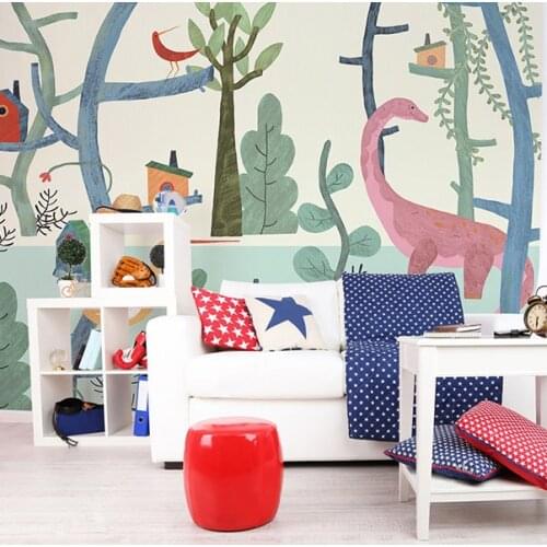 Cartoon Dinosaur Wallpaper Mural 3d Wall Photo Mural for Kids Room Sofa Kindergarten Background 3d Duck wall paper Mural Decor