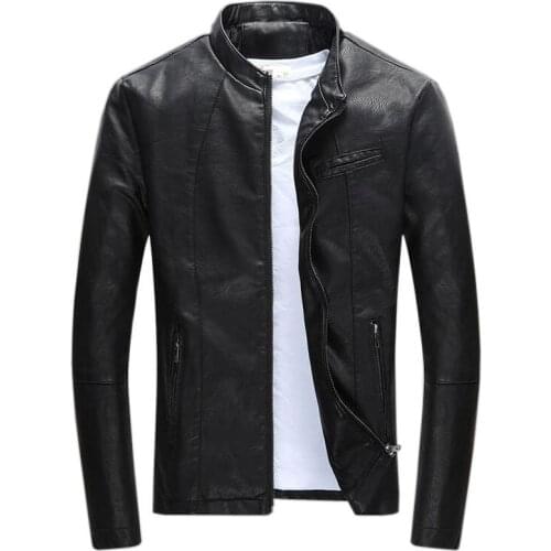 UNIVOS KUNI 2019 New Mens Leather Jacket Brand Clothing Jaqueta Masculina Stand Collar Male Slim Fit Coats Erkek Giyim Kurtka