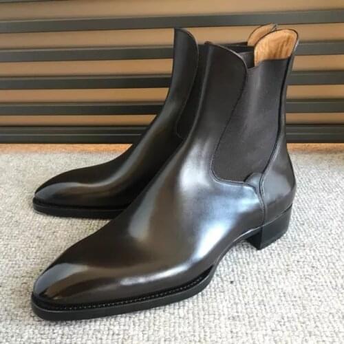 Mens PU Leather New Fashion Classic Chelsea Boots Male Trend Everyday All-match Business Casual Shoes Sapatos Para Hombre KA020
