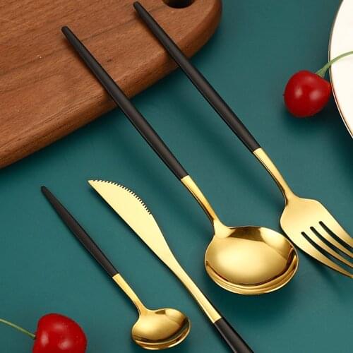 4pcs Dinnerware Set Stainless Steel Tableware Set Knife Fork Spoon Flatware Set Kitchen Mirror Complete Home kitchen Tableware