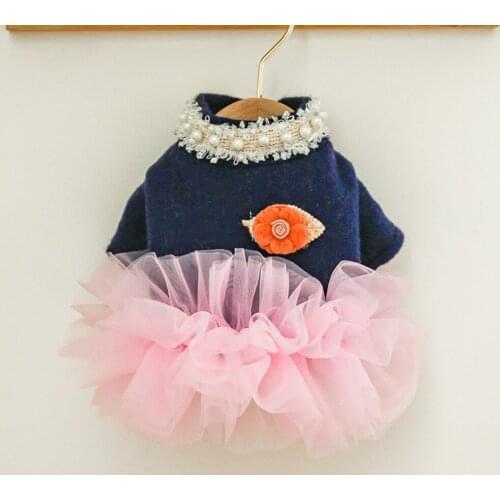 Dog Autumn Winter Dress Pet New Year Party Dress Chihuahua Girl Wedding Dress Skirt Puppy Clothes for Small Medium Dogs