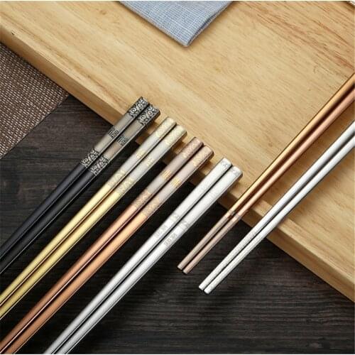 Stainless steel Food Chopstick Sushi Reusable Chop Stick Anti-Slip Chop sticks