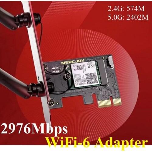 Chin-Firmware Wi-Fi6 802.11AX WiFi6 Wireless Network Card, External WiFi Adapter AX3000 Wi-Fi 6, 2.4GHz 574M 5GHz 2042M 2976Mbps