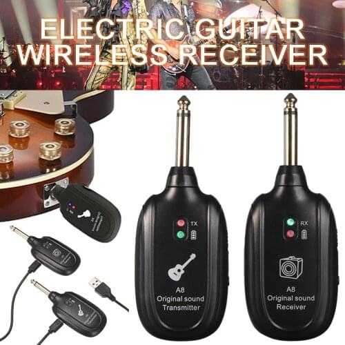 Portable UHF Guitar Wireless Transmitter System Receiver Micro USB Charging Built In lithium Batteries Guitar Instrument Parts