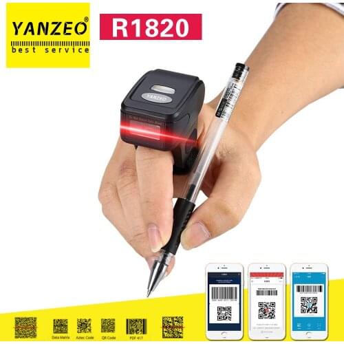 Yanzeo Mini QR Bar 2D Barcode Scanner R1820 Portable Bluetooth Wearable Ring Wireless Finger