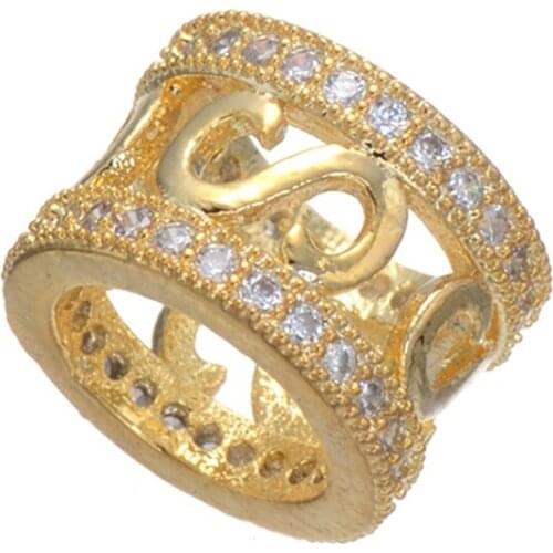 Jewelry Making Supplies Wholesale 1 pcs Micro Pave CZ Crystal Big Hole Hollow Bead necklace pendant DIY European Beads Findings