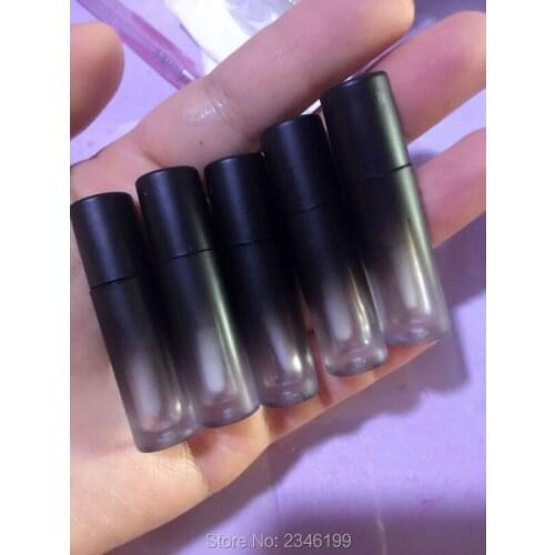 1ML100pcs/lot Empty Sample Black Lip Gloss Tube,Gradient Matte Black Liquid Lipstick Container,DIY Plastic Mini Lip Gloss Bottle
