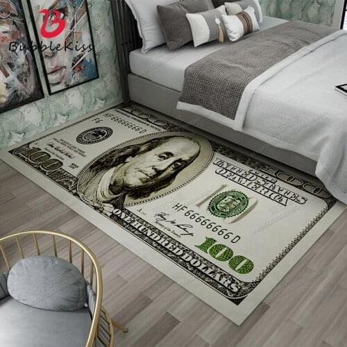 Bubble Kiss American Style Dollar Pattern Carpets for Living Room Home Fashion Non-slip Area Rugs for Bedroom Soft Bedside Mat