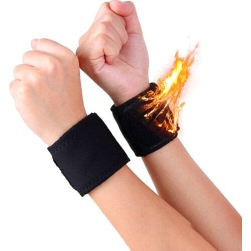 1 Pair Adjustable Self-heating Warm Wrist Band Tourmaline Magnet Wrist Support Straps Wraps Black Sports Wristband For Gym