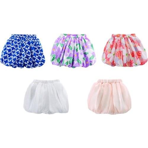Pumpkin Pants Age For 2 - 8 Years Baby Girls Chiffon Petal Pant 2021 New Arrival Summer Children Beach Clothes Cute Print Shorts