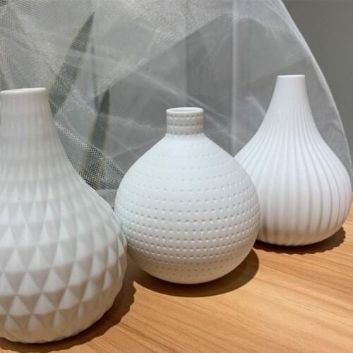 Nordic Simple Ceramic White Dry Flower Vase Geometric Matt Vase Room Decoration Home Decor Vases Drop-shape Plants Pot