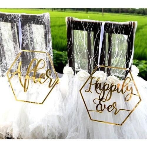 Wedding Chair Plaque Signs Wooden Chair Back Signs for Wedding Prom Plaque Wedding Reception Embellishment Happily Ever After