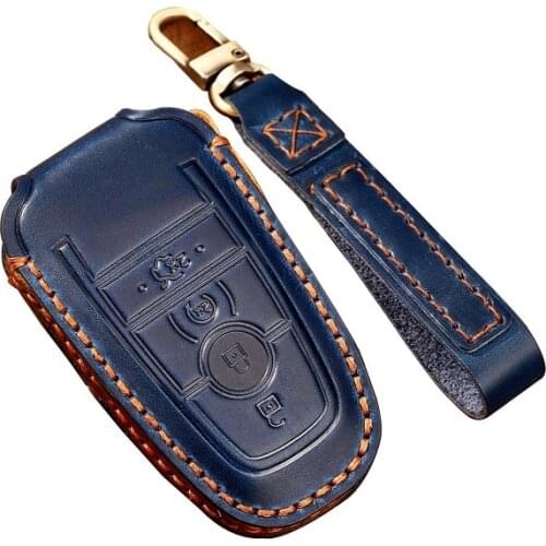 Leather Handmade Car Key Cover key Case For Ford Mondeo Fusion F150 Mustang Explorer Edge Ecosport F-150 F-250
