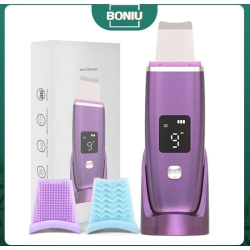 Ultrasonic Skin Scrubber Deep Cleaner Vibration Face Spatula Blackhead Remover Facial Scrubber Shovel Clean Cavitation Peeling