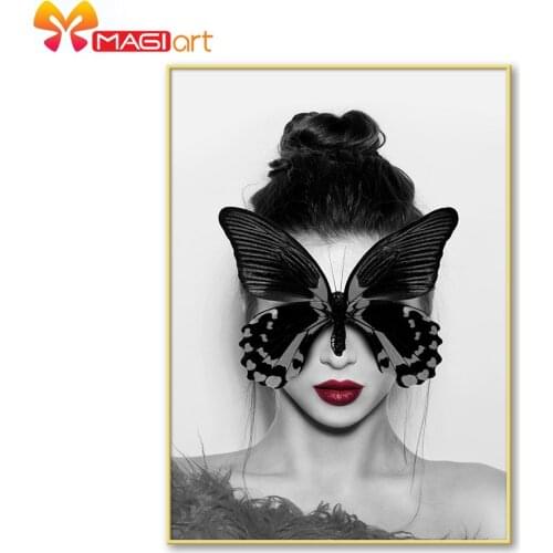 Cross stitch kits Embroidery needlework sets 11CT water soluble canvas patterns 14CT Modern style butterfly girls-NCMP051