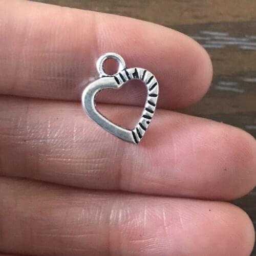 20PCS DIY Jewelry Making Tiny Open Heart Charms Zinc Alloy Pendant Charm for Bracelets Pendant Necklaces Earrings Zipper Pulls