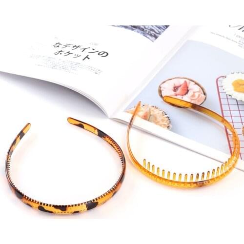 Women Classic Brown Plastic Headbands Thin Plain Matt Bright Color Hairbands Non-slip Hair Hoop For Girls Daily Wear