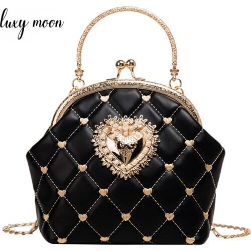 Retro Womens Clutch Purses and Handbags Heart Applique PU Leather Suede Diamond Lattice Women Small Shoulder Bag ZD1852