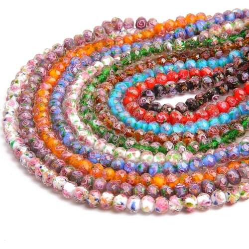 10Pcs 8 10 12mm Transparent Flower Glass Lampwork Beads for Jewelry Making Women Diy Bracelet Flower Rondelle Faceted Beads