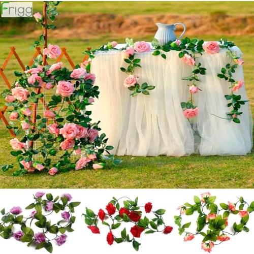 2.4M/Lot Silk Rose Flower With Ivy Vine Artificial Flowers For Home Wedding Decor Wreath Artificial Floral Garland Decoration