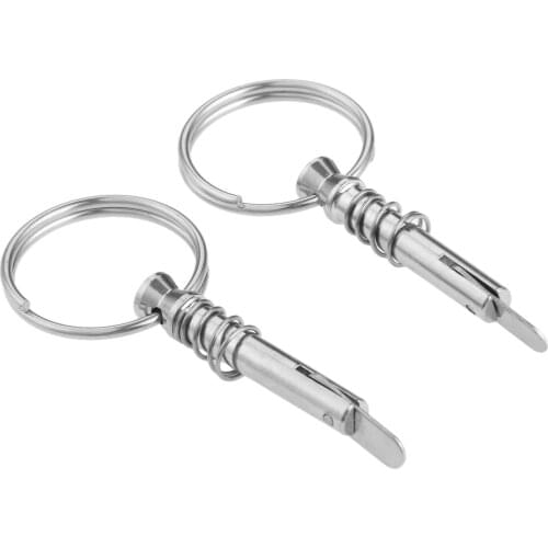 2 Pcs Marine Stainless Steel Quick Release Safety Pin With Ring Lanyard For Boat Bimini Top Deck Hinged/ Jaw Slide Clamp Bracket