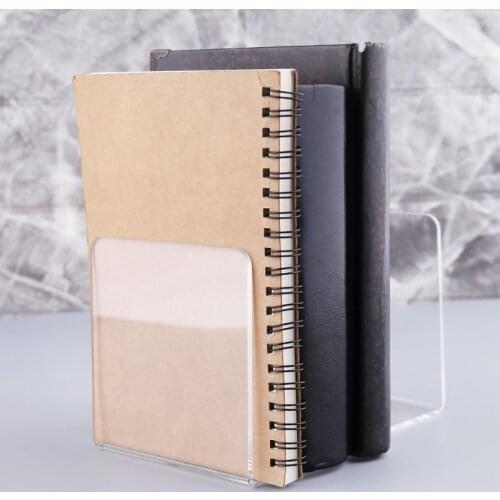 2Pcs Clear Acrylic Bookends L-shaped Desk Organizer Desktop Book Holder School Stationery Office Accessories Wholesale Drop Ship