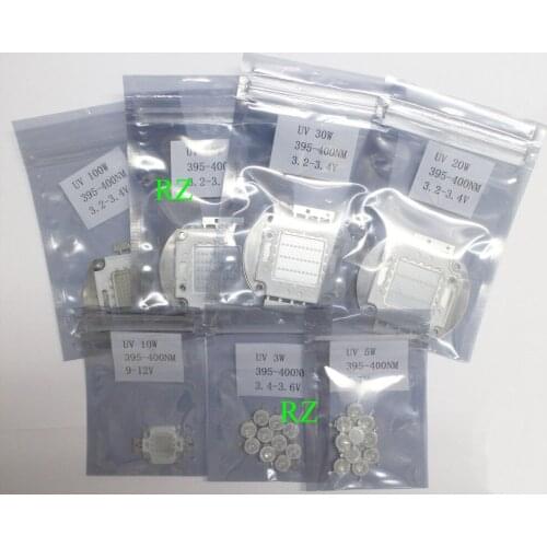 3W 5W10W 20W 30W 50W 100W 45MIL UV 365nm 380nm 395nm 400nm 410nm LED Ultra Violet light