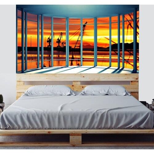 3D Windowsill Landscape Industrial Mining Bedside Stickers Creative Wall Stickers Personalized Home Decoration Wallpaper Mural