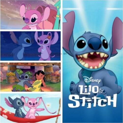 5D Diamond Painting Disney Stitch Cross Stitch Kits Square/Round Diamond Embroidery Cartoon Animal Mosaic Picture Home Decor