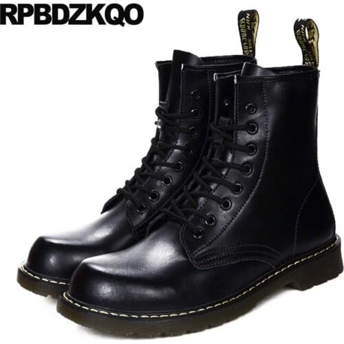 Mens Winter Boots Warm Military Shoes Ankle Designer Lace Up Fall Vintage Combat 2018 Black Fur Lined Short Faux Army Autumn