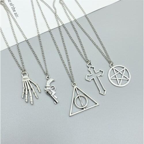 Trendy Men Necklace Hollow Triangle Star Cross Pendant Necklace Gift For Friend Link Chain Collar Fashion Necklace Wholesale